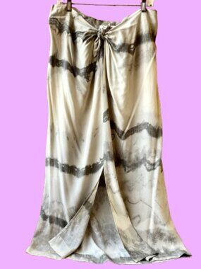 Vintage 80s Portara Germany Tie-Dye Knot Closure Maxi Skirt Front Slit size 12